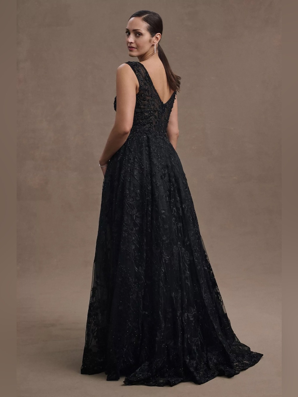 Mac Duggal Gianna V-Neck Beaded A-Line Gown